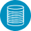 Icona di database su sfondo blu.
